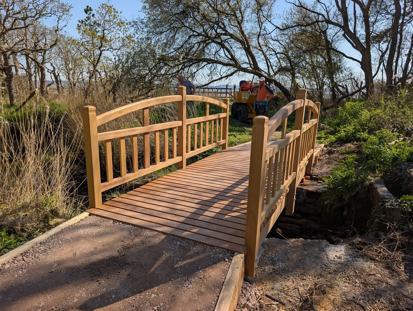 The Bridges at Pylewell Lakes, heritage bridge restoration — a detail of the oak joinery
