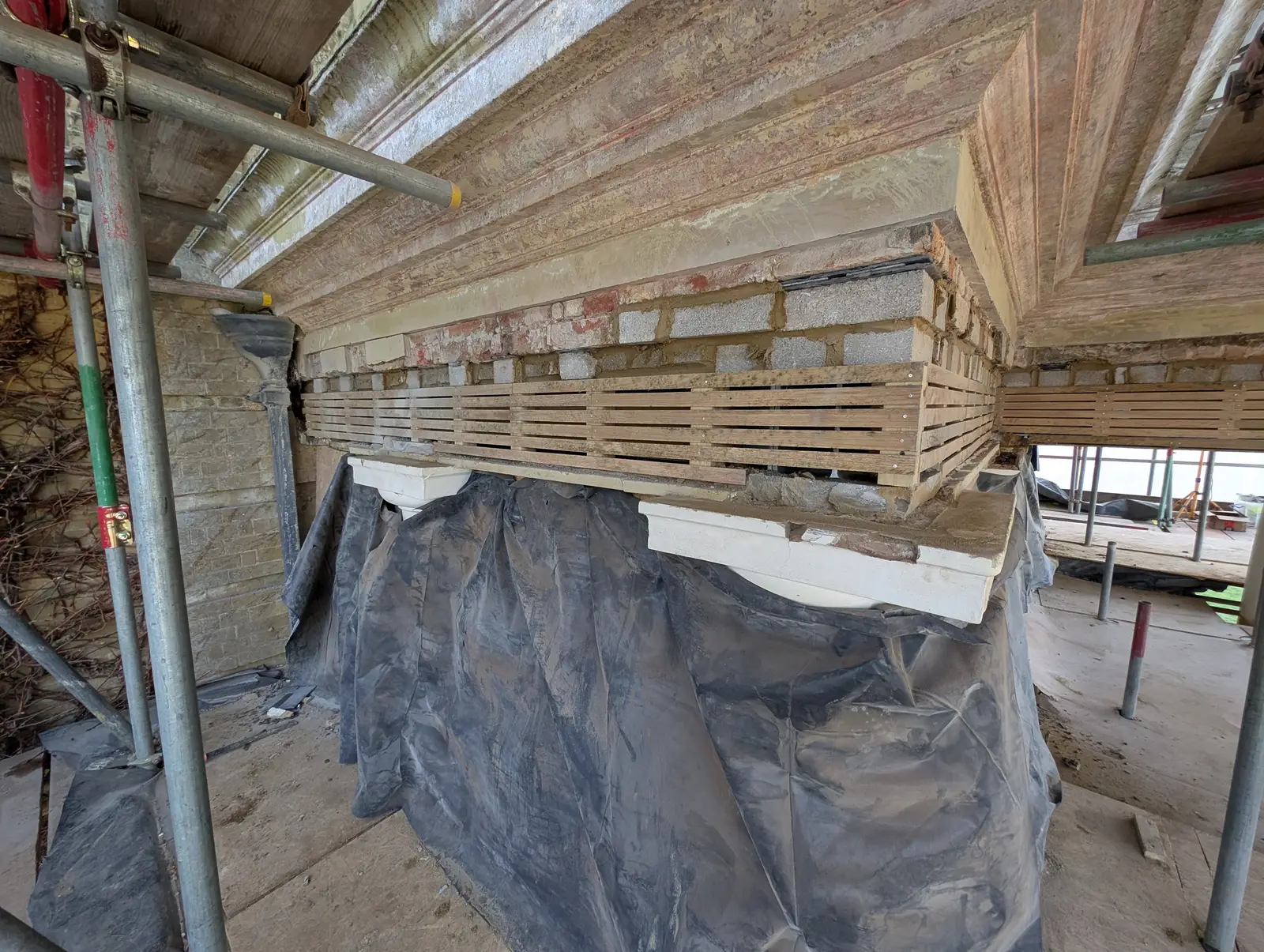 Portico at Pylewell Park, historic mansion restoration — rendering