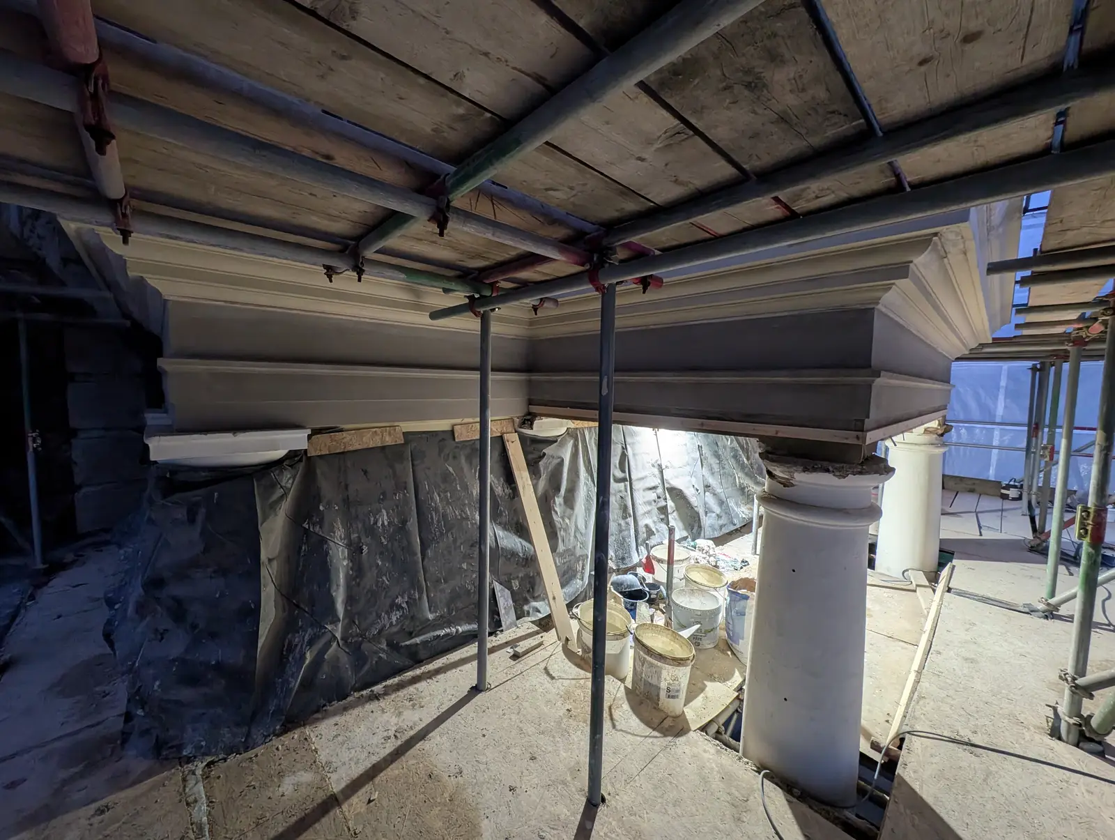 Portico at Pylewell Park, historic mansion restoration — rendering