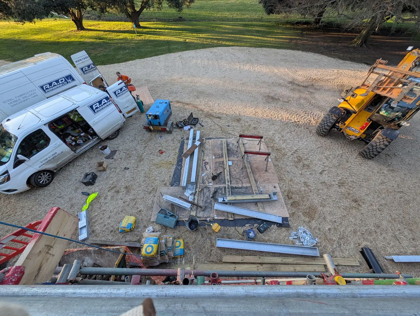 Portico at Pylewell Park, historic mansion restoration — turned timber balustrade