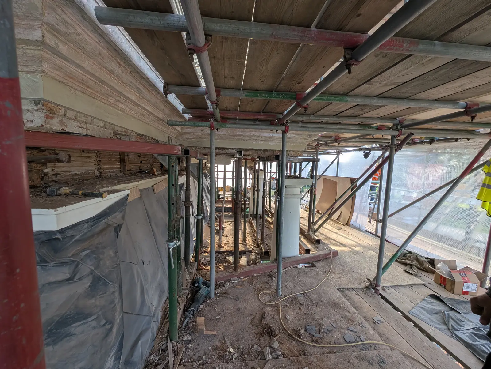 Portico at Pylewell Park, historic mansion restoration — bespoke bath stonework