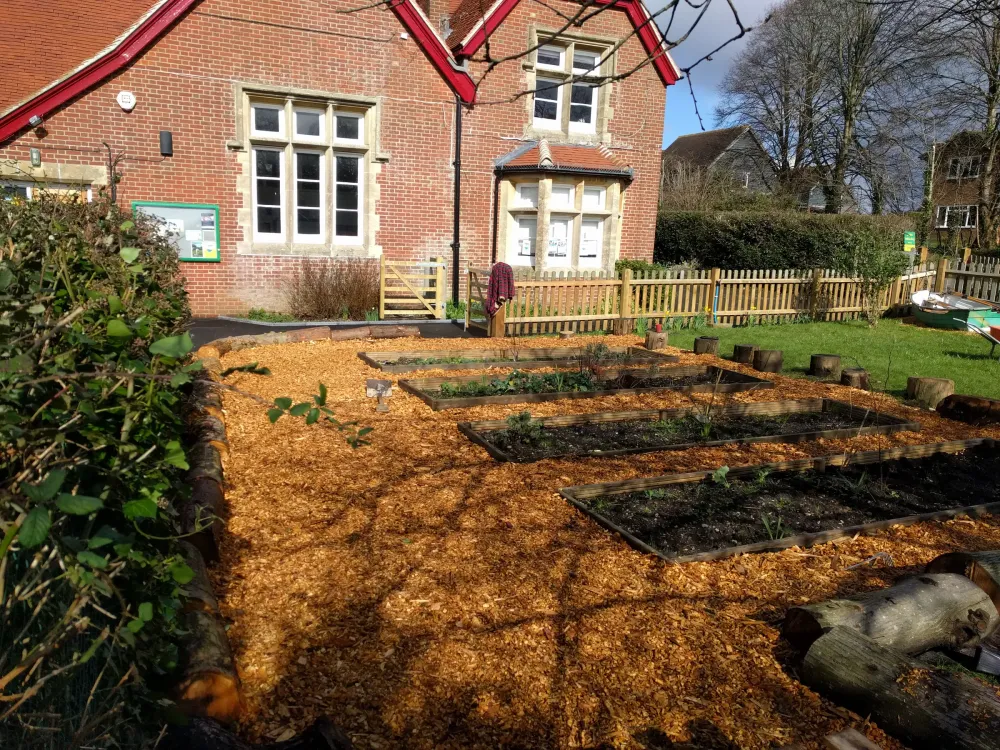 William Gilpin School, a Victorian village school in the New Forest with reconfigured front landscaping and Victorian rope edging