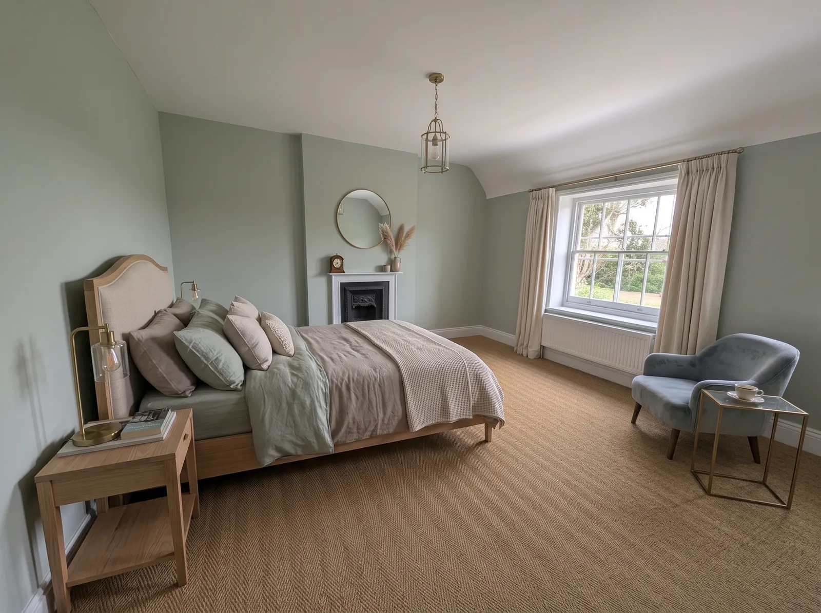 Master bedroom at Carters Farm, a listed farmhouse at Norley Wood