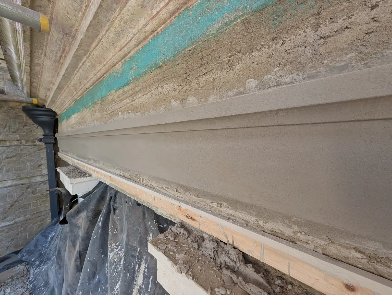 Portico at Pylewell Park, historic mansion restoration — rendering