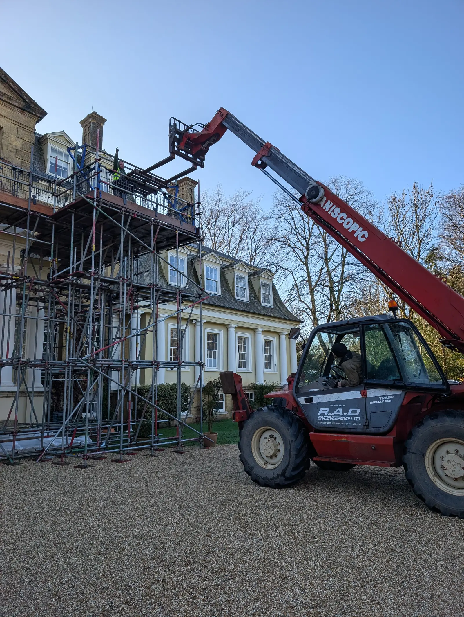 Portico at Pylewell Park, historic mansion restoration — structural repair