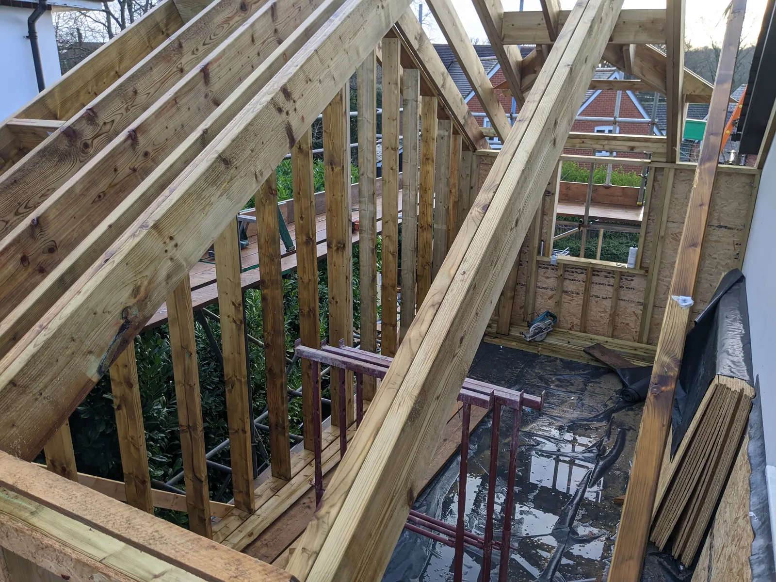 Timber frame structure of the Peppercorn extension, Sway