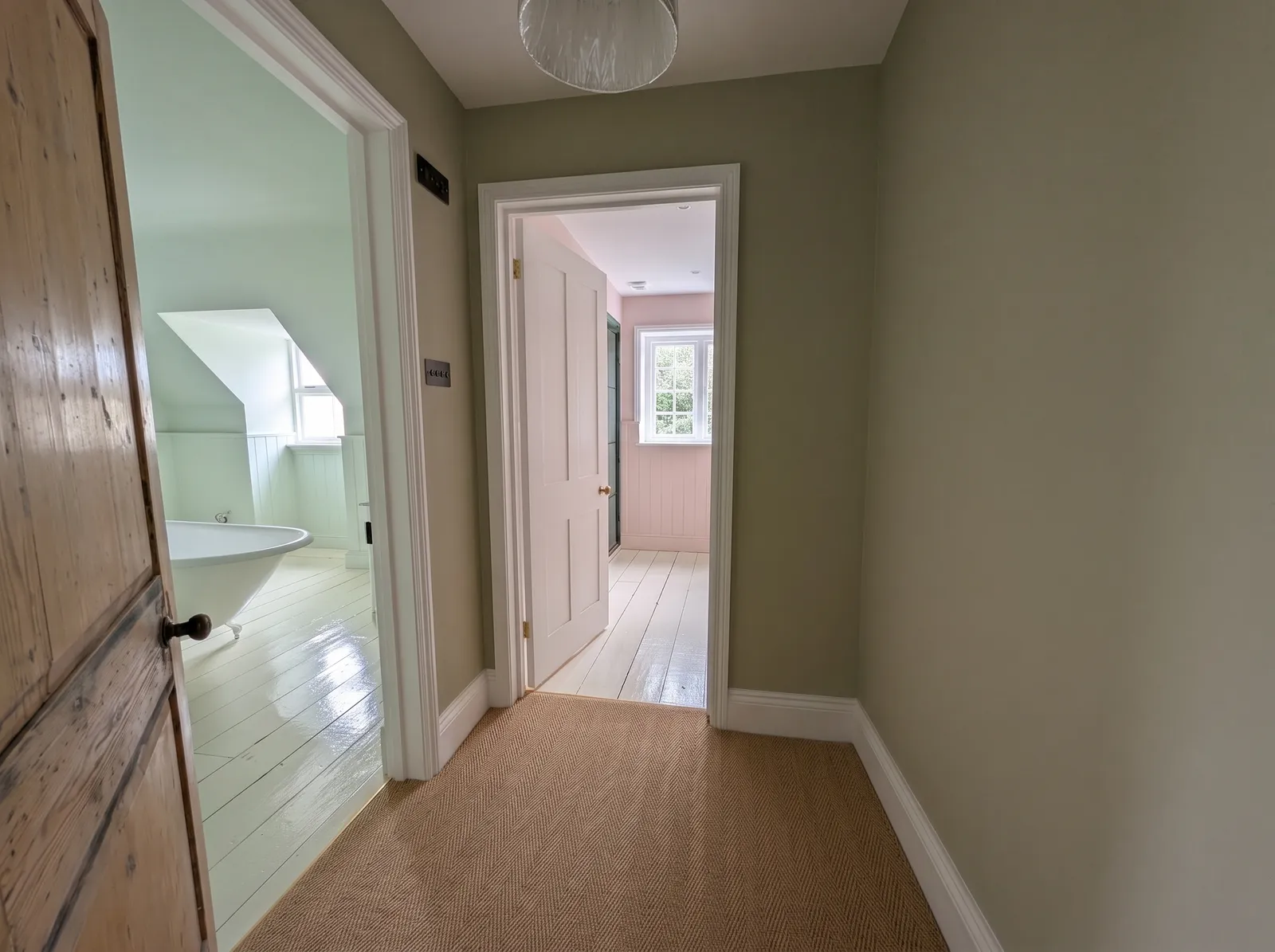 Upstairs bathroom and lobby at Carters Farm, Norley Wood