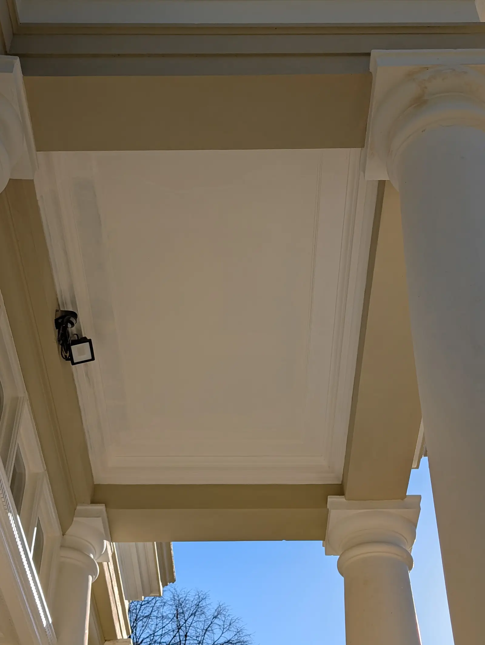 Portico at Pylewell Park, historic mansion restoration — bespoke bath stonework