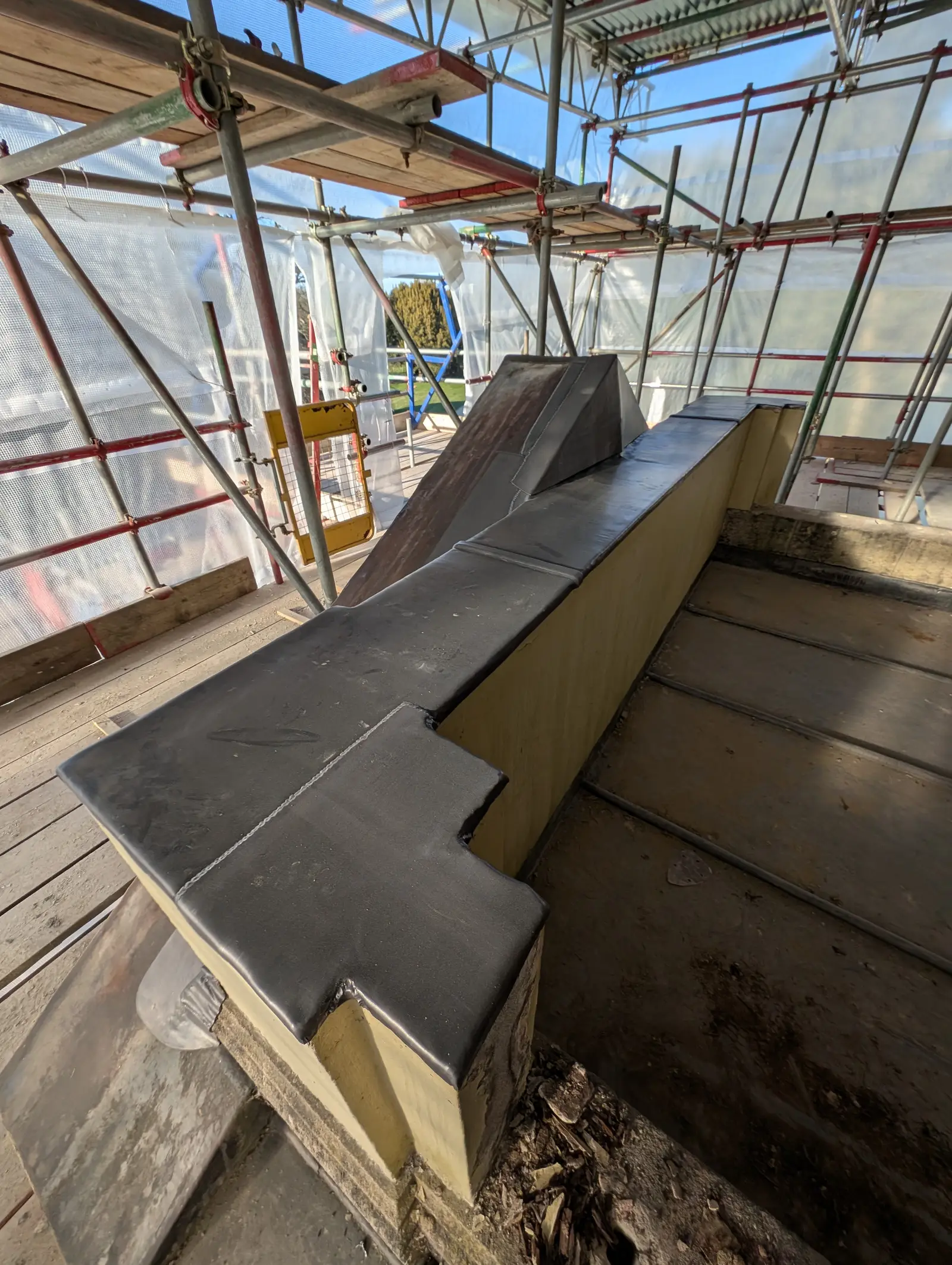 Portico at Pylewell Park, historic mansion restoration — bespoke bath stonework
