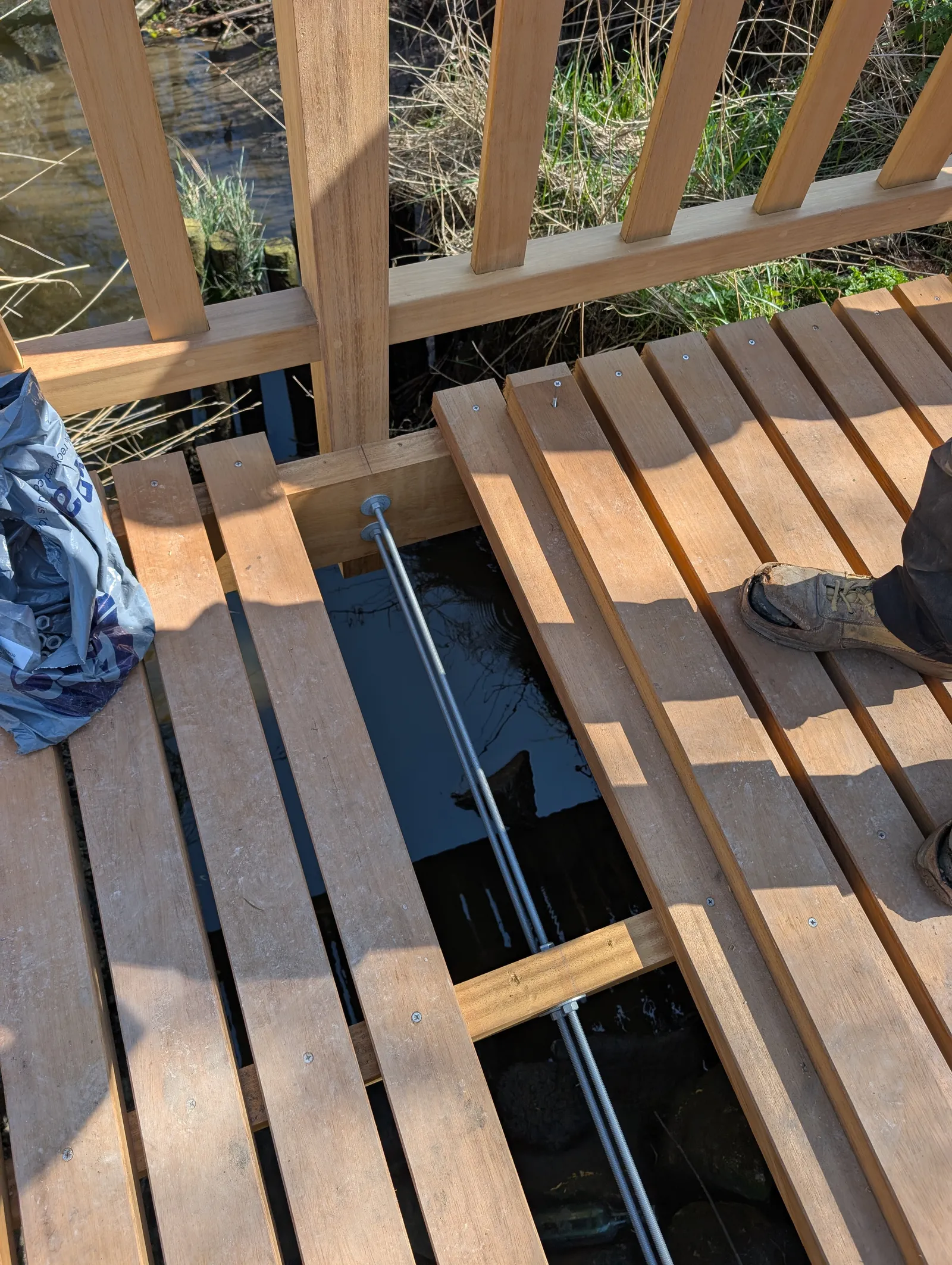 The Bridges at Pylewell Lakes, heritage bridge restoration — the new bridge, set on solid ground