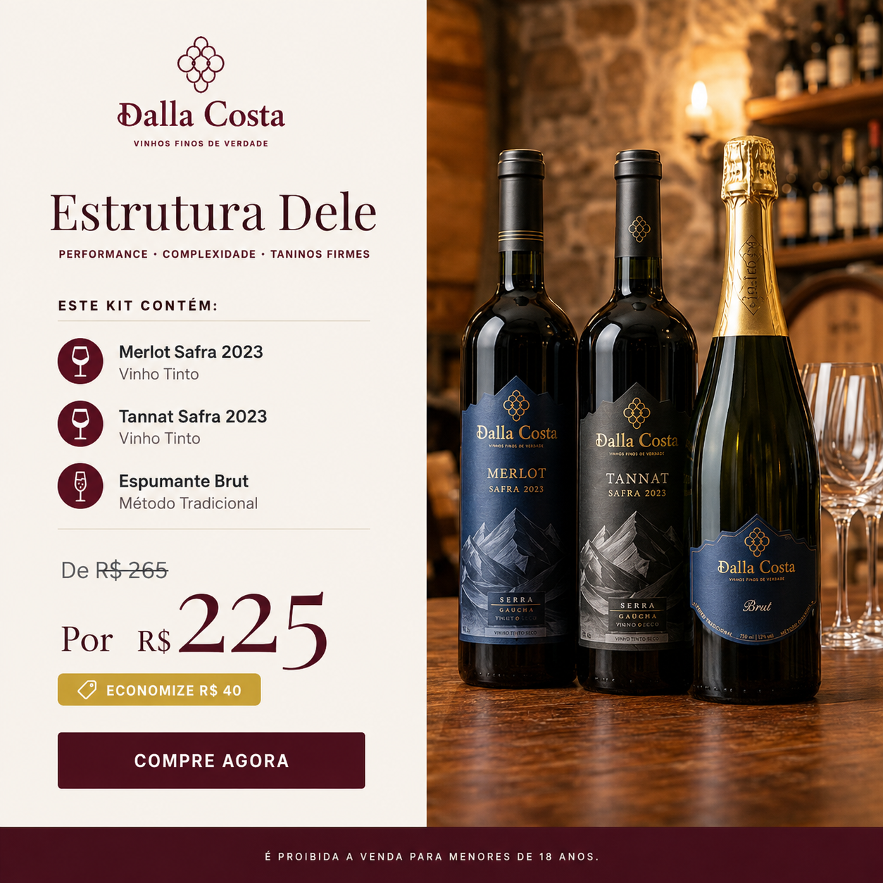 Estrutura Dele — Performance · Complexidade · Taninos Firmes