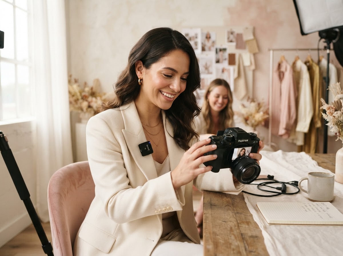Maria Pichay on set during a content shoot