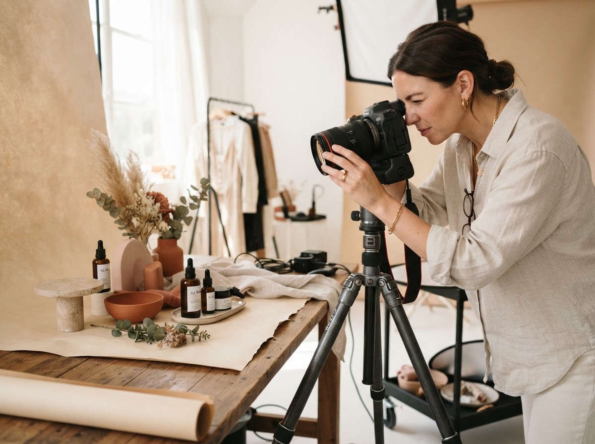 Behind the scenes of a content shoot
