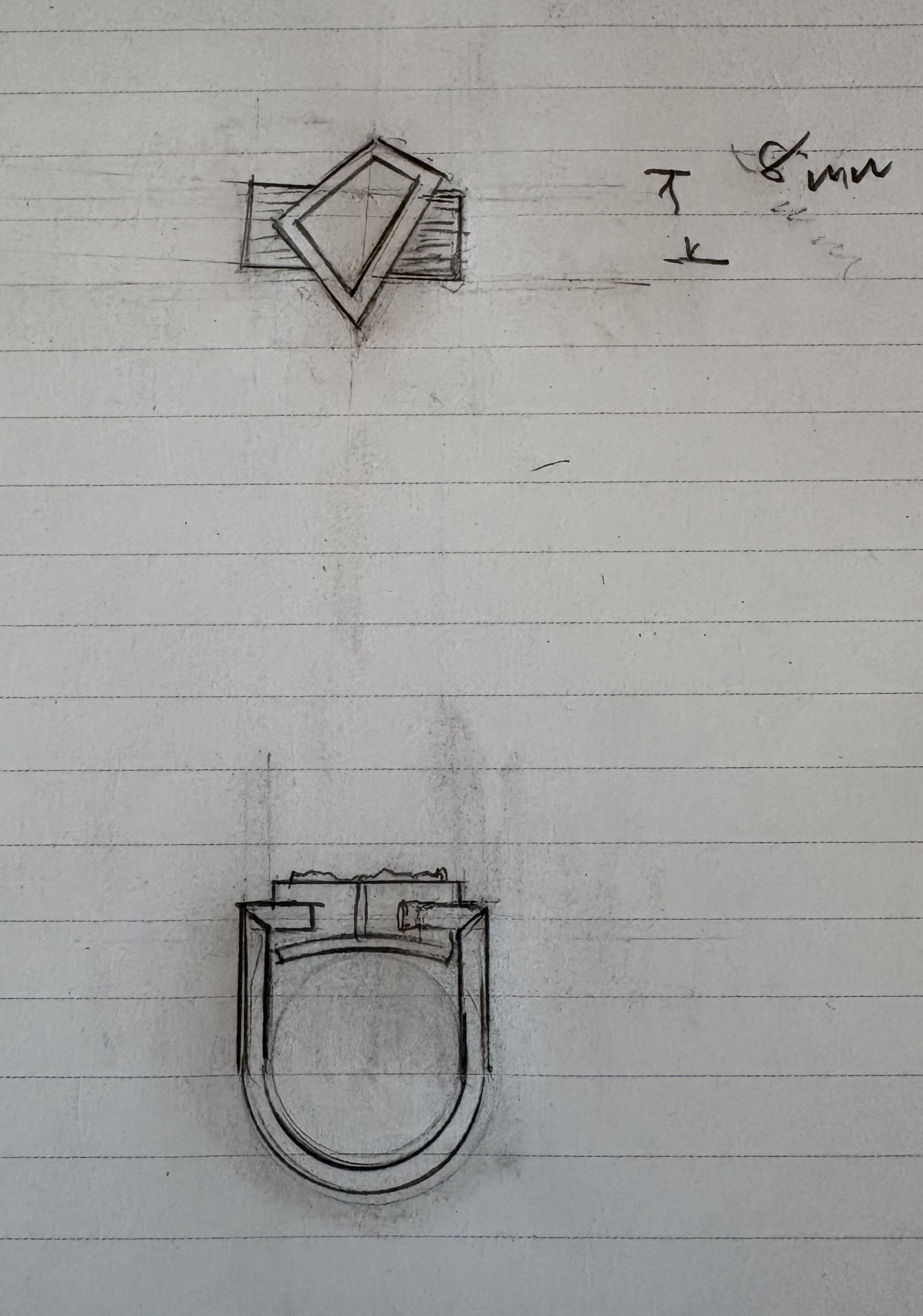 Original concept sketch of the boulder opal ring by Gary Upton