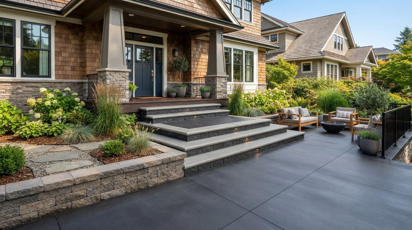 Finished concrete walkway and entry slab by JW Concrete Construction