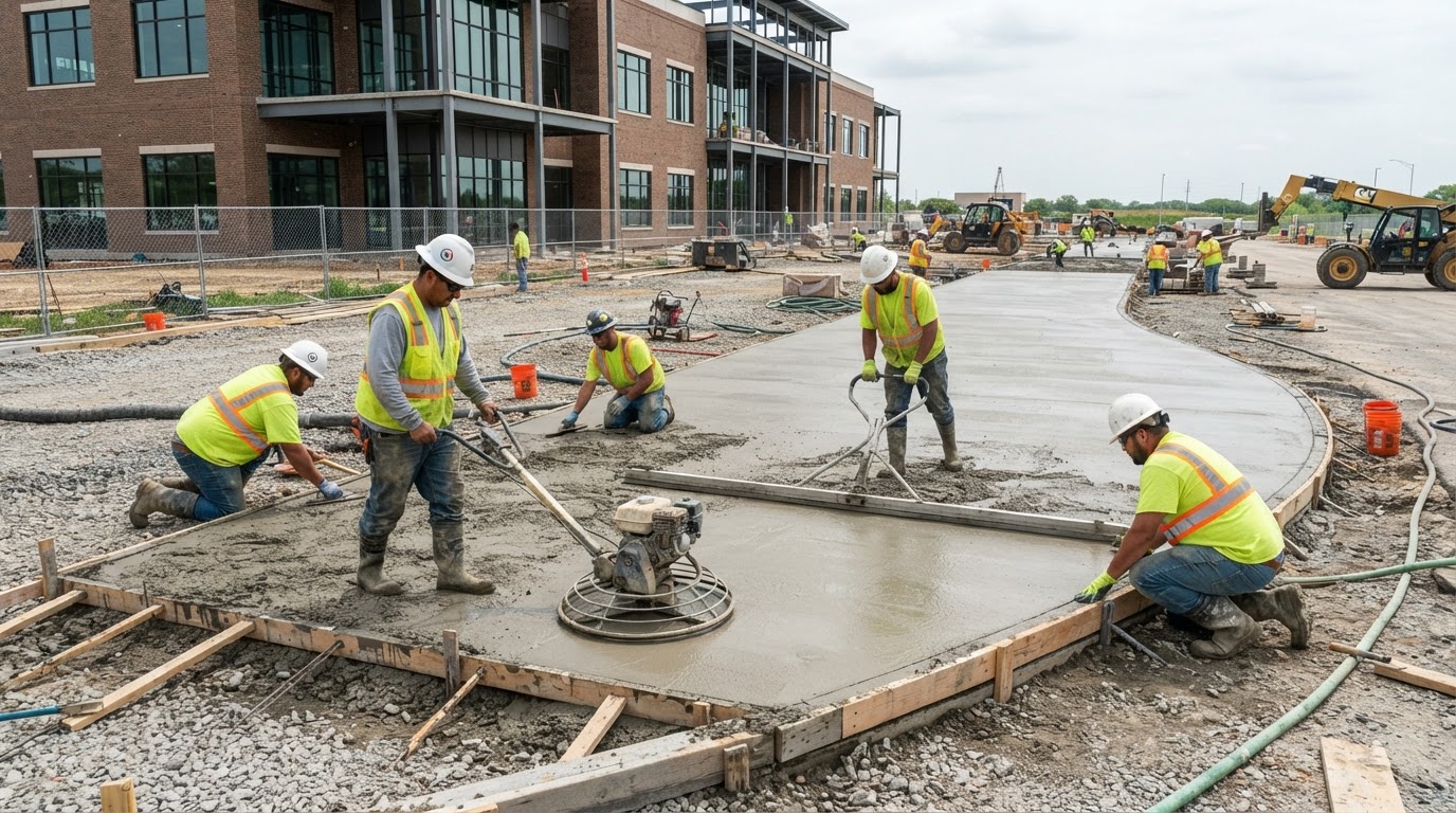 Commercial concrete flatwork and slab pour in the Metro East