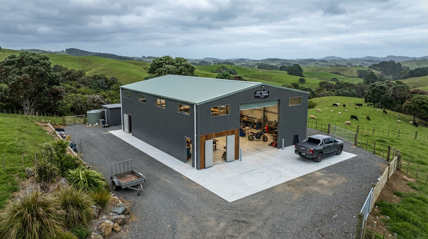 custom steel workshop shed built in northland