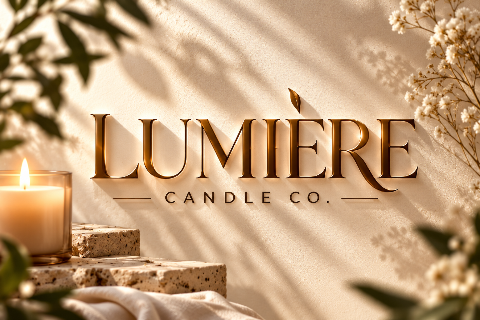Wordmark candle logo example