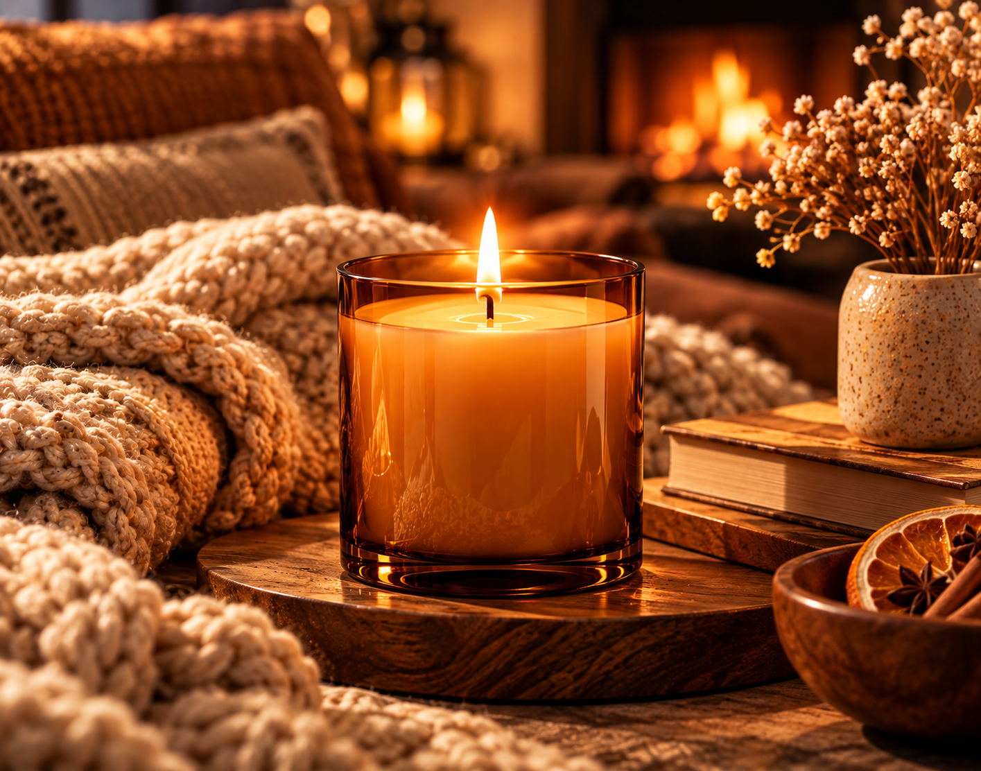 Warm and cozy candle brand mood example