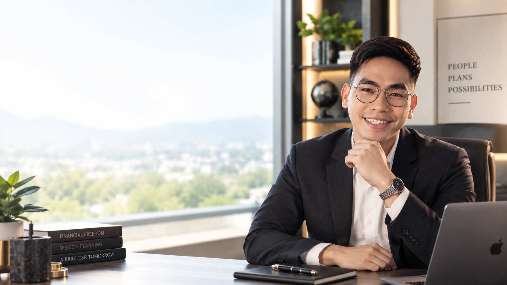 Josh Valdez, Certified Wealth Planner and Financial Educator in modern office