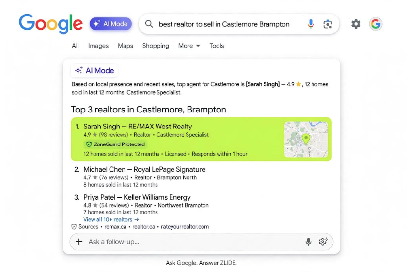 Google AI Mode local-business recommendation scenario