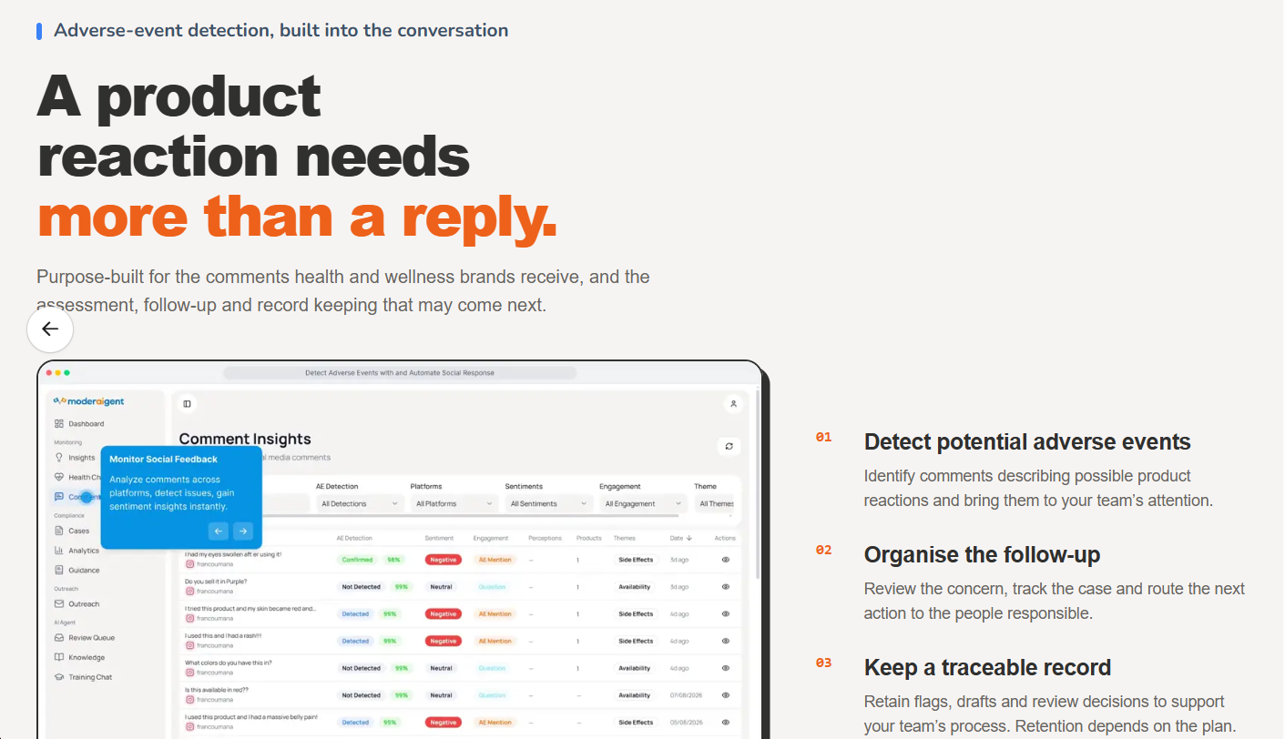 Moderaigent comment classification interface