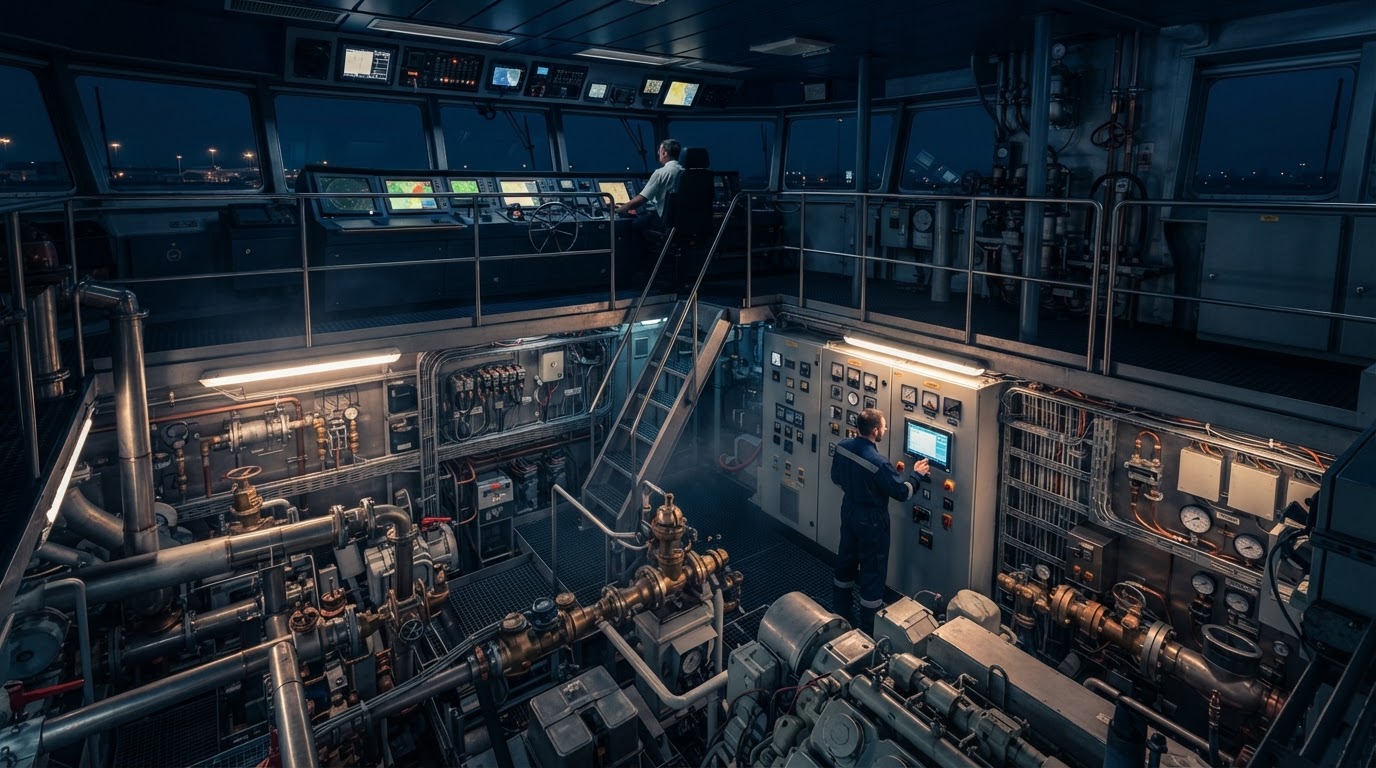 Maritieme techniek in machinekamer
