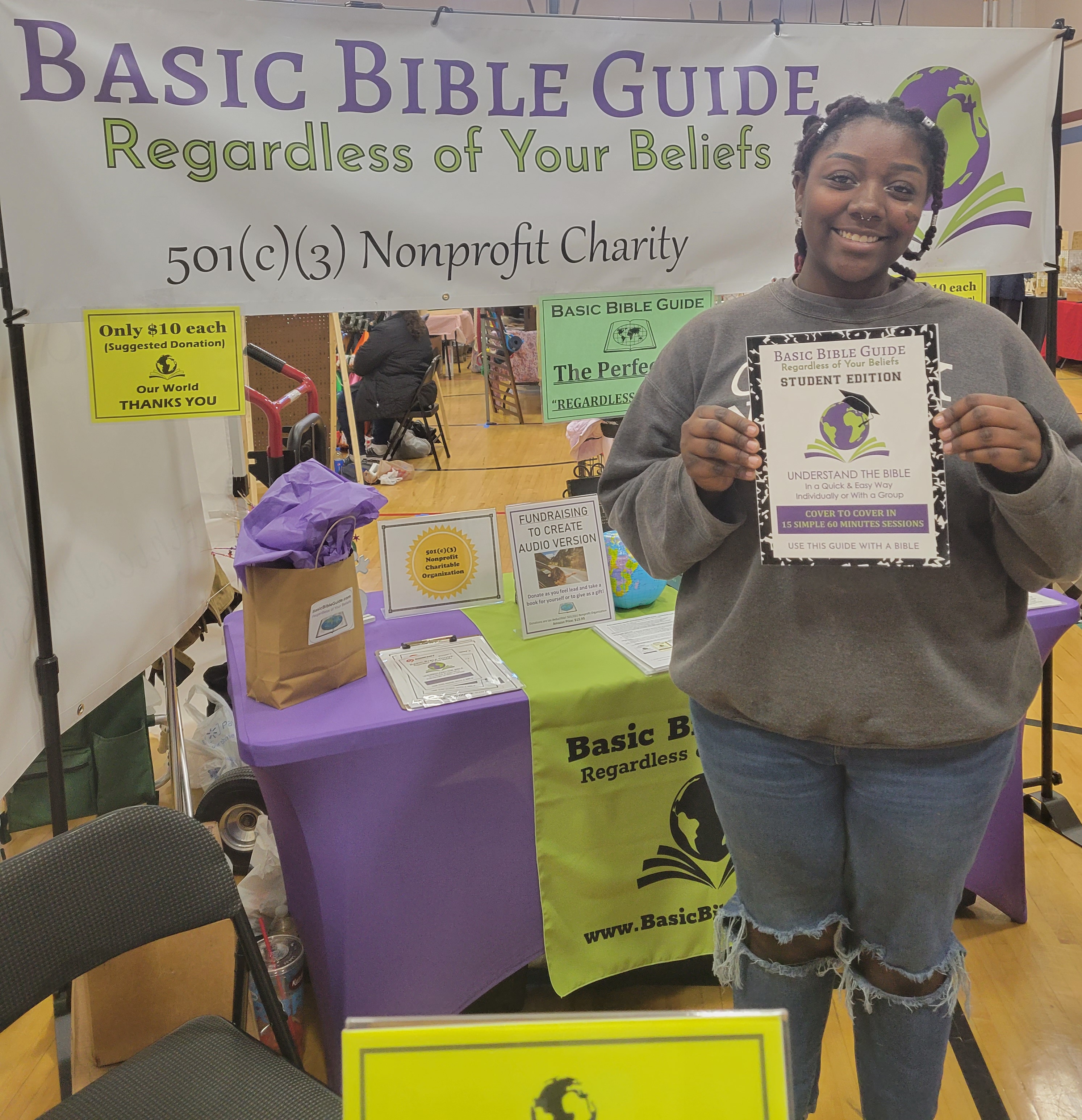 BBG at a school faire with a student user