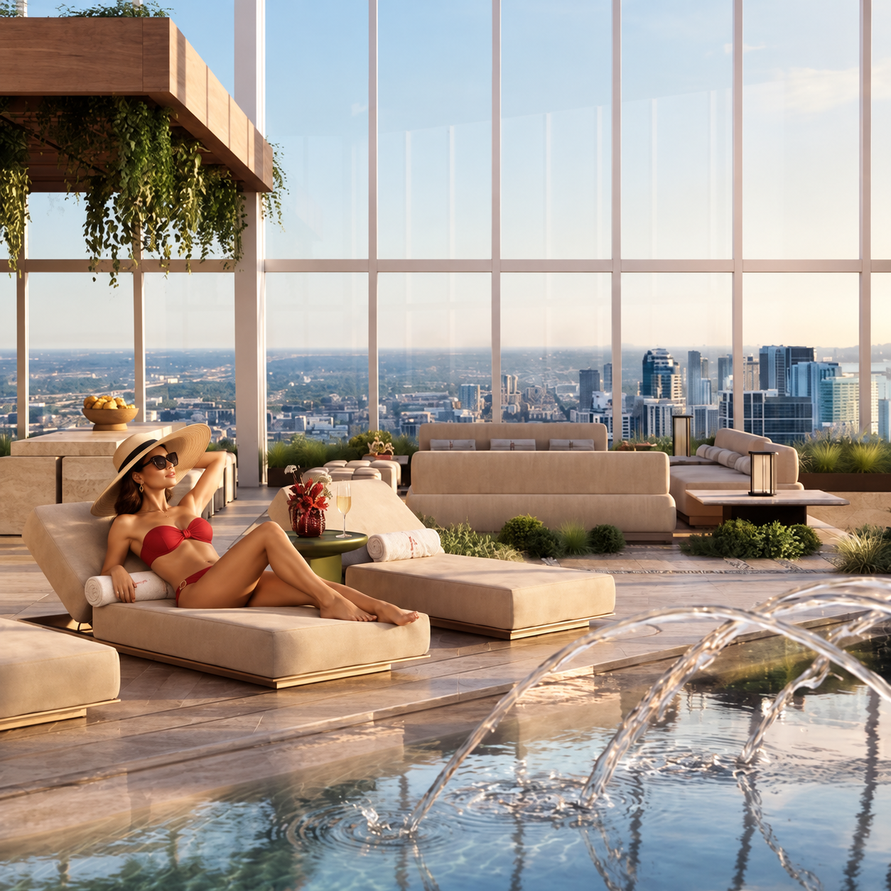The Penthouse Collection at Faena Residences Miami — private pool terrace with panoramic skyline views