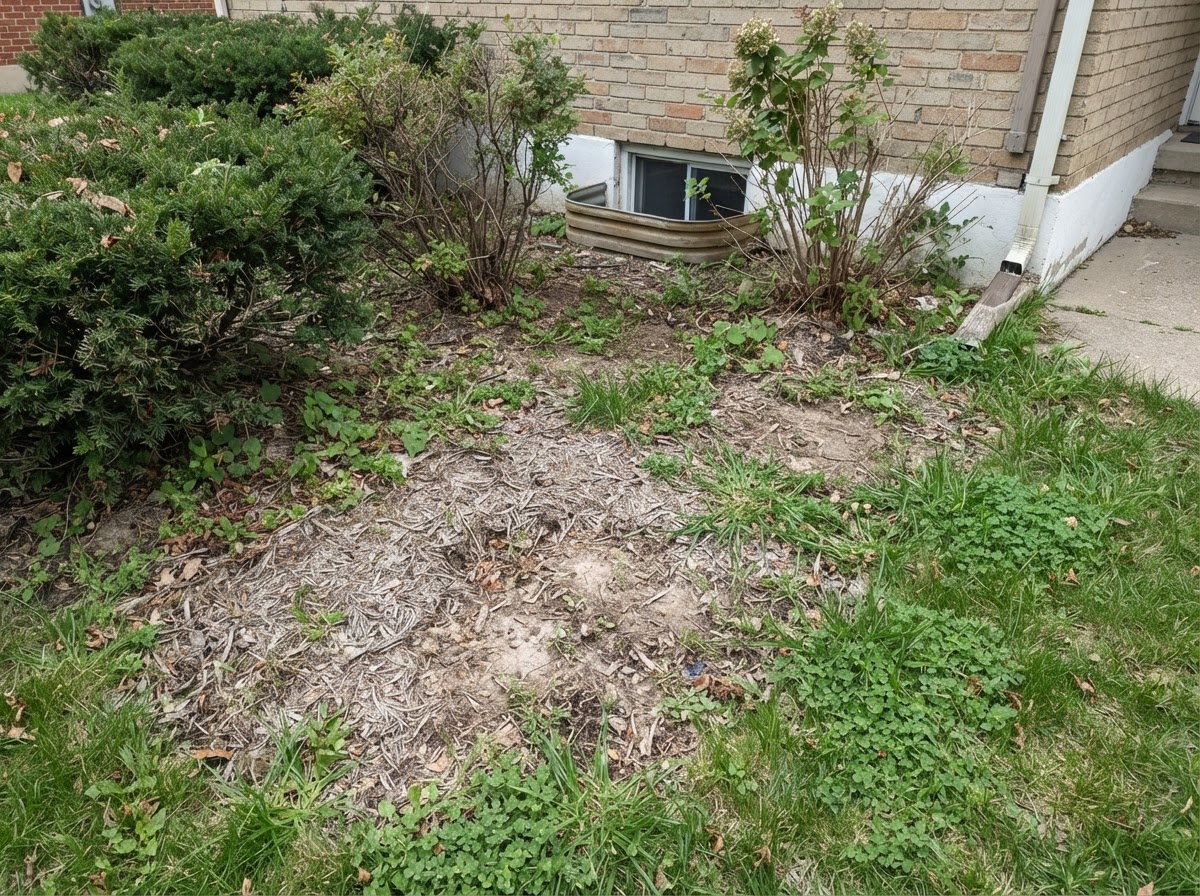 Front Yard Tree Mulch Ring & Lawn Cleanout before