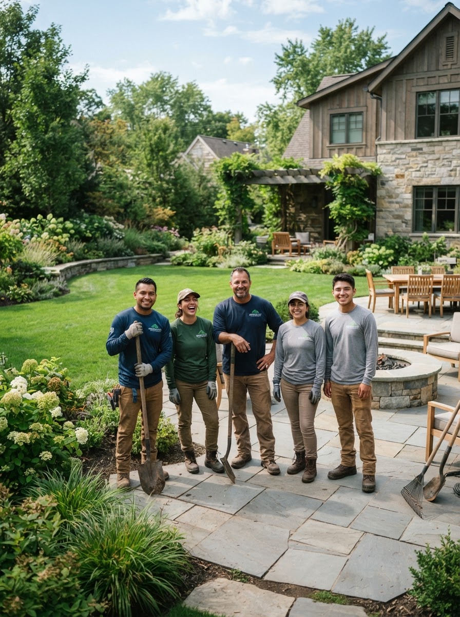 Ski Solutions professional landscaping crew on a completed project