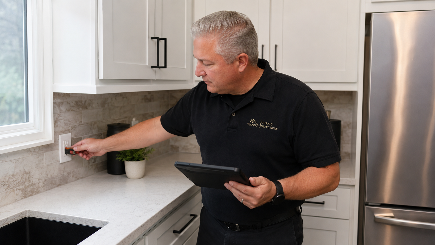 Journey inspector conducting testing in home