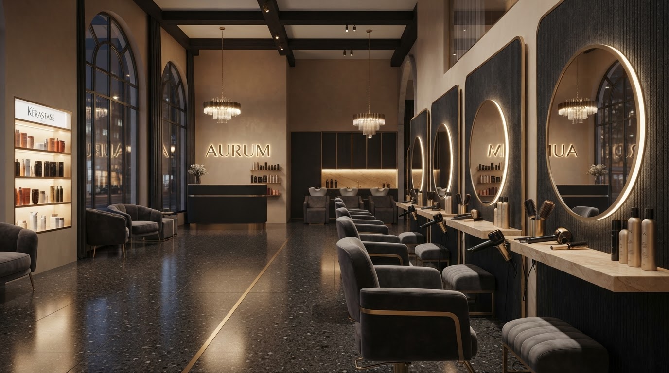 The premium interior of NS Hair Studio unisex salon in Sector 7 Dwarka