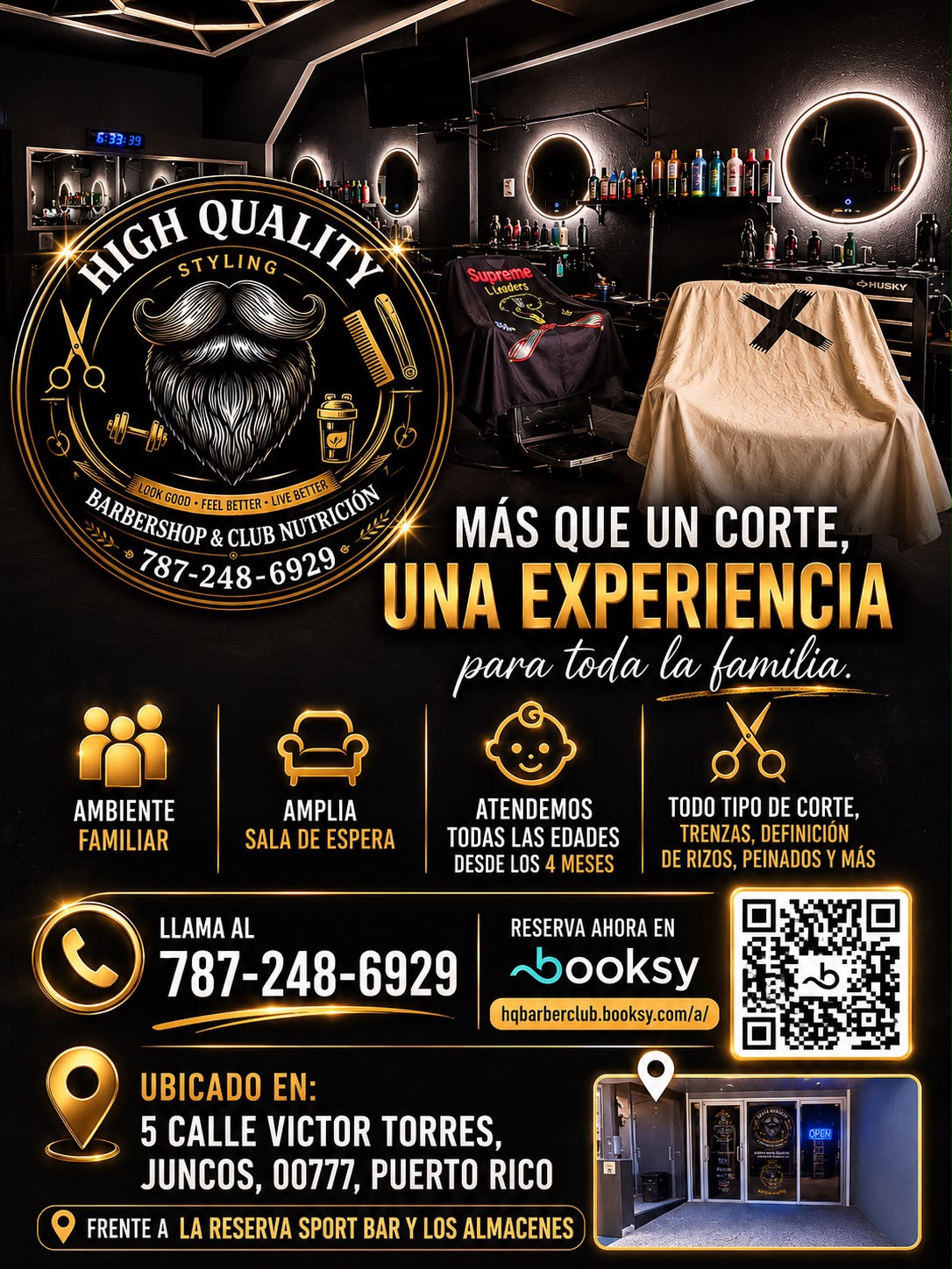 Volante Oficial High Quality Barbershop & Club Nutrición - Más que un corte una experiencia