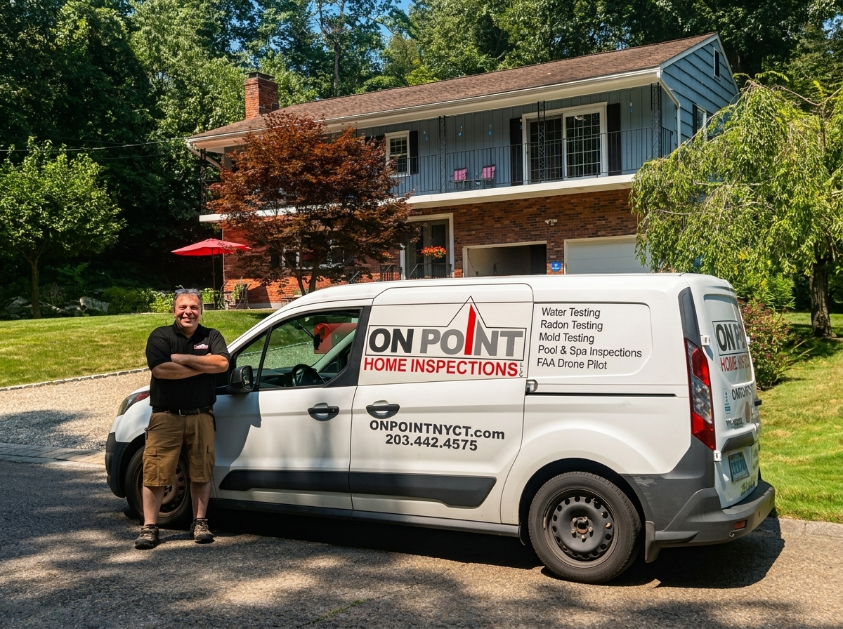 On Point Home Inspections - Connecticut Home Inspection inspector examining property