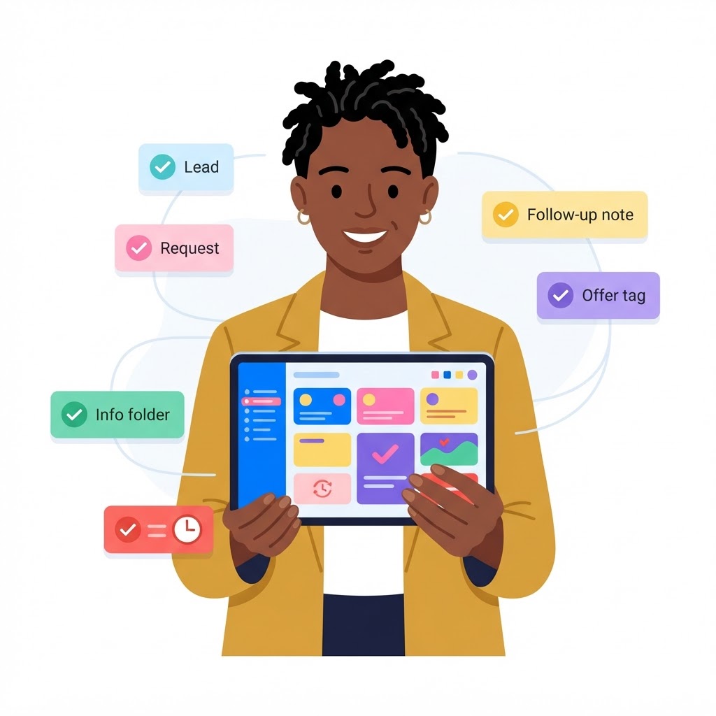 A business owner managing activity from one organized app dashboard instead of jumping between multiple systems