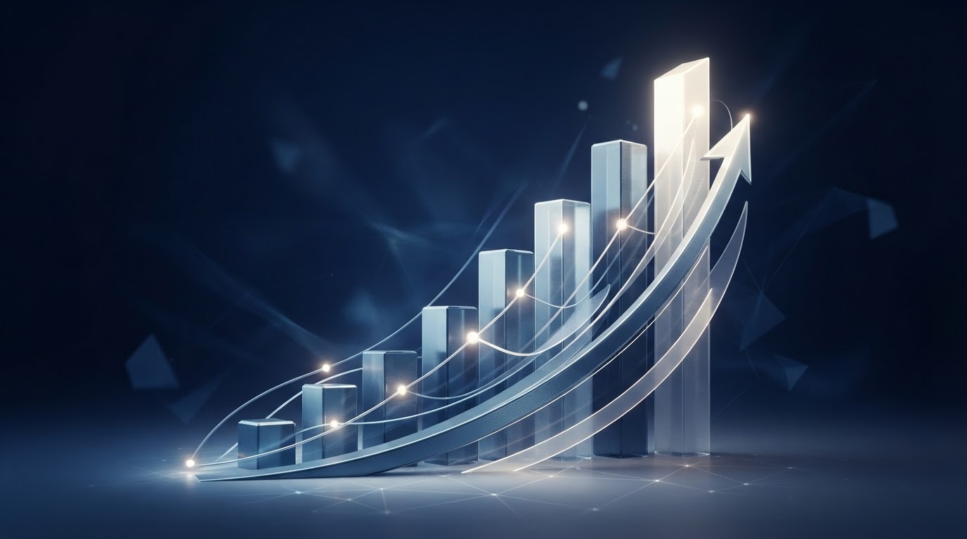 Growth chart showing compounding business results over time