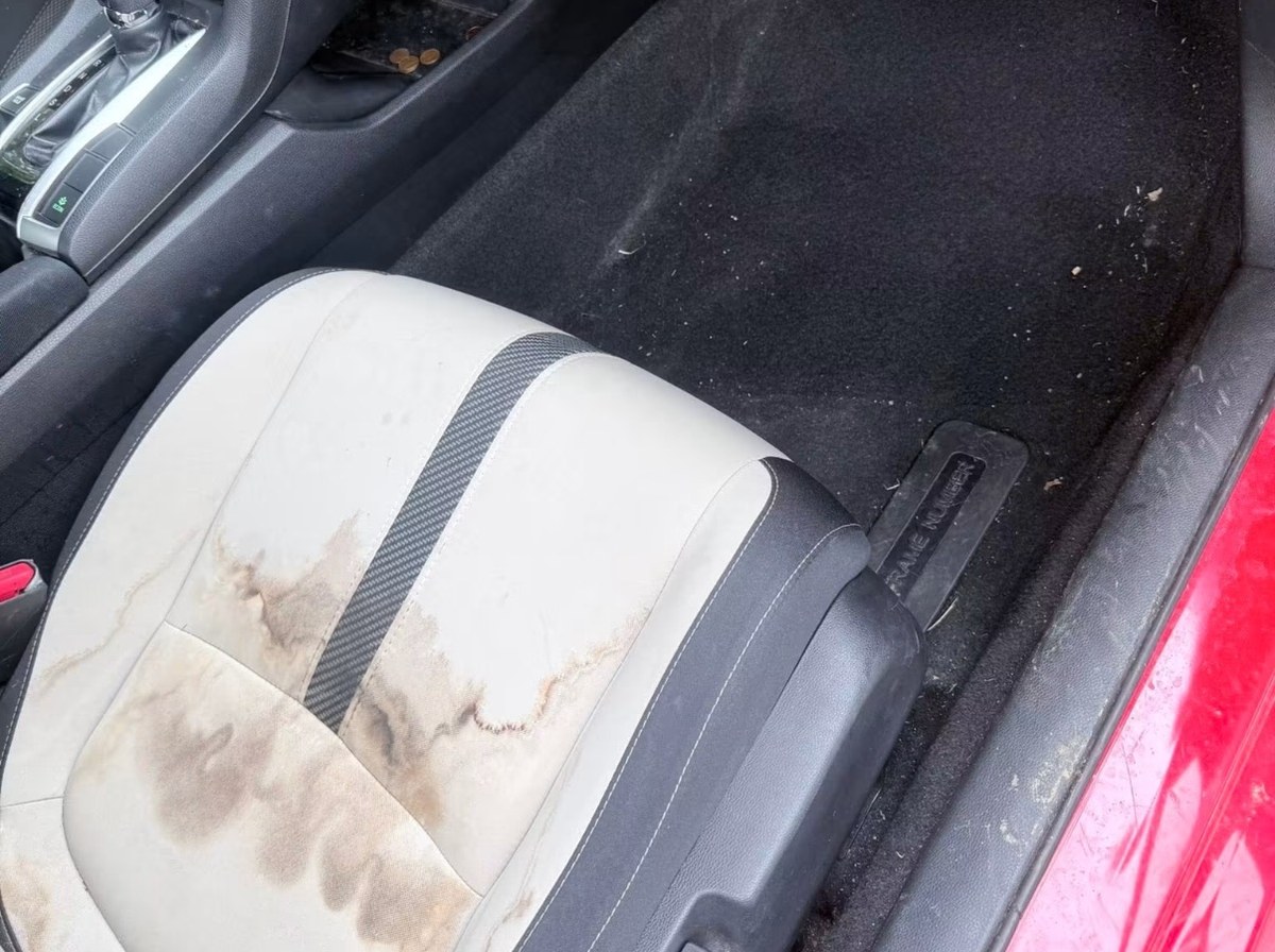 Before — Honda Civic seat stain removal interior detail