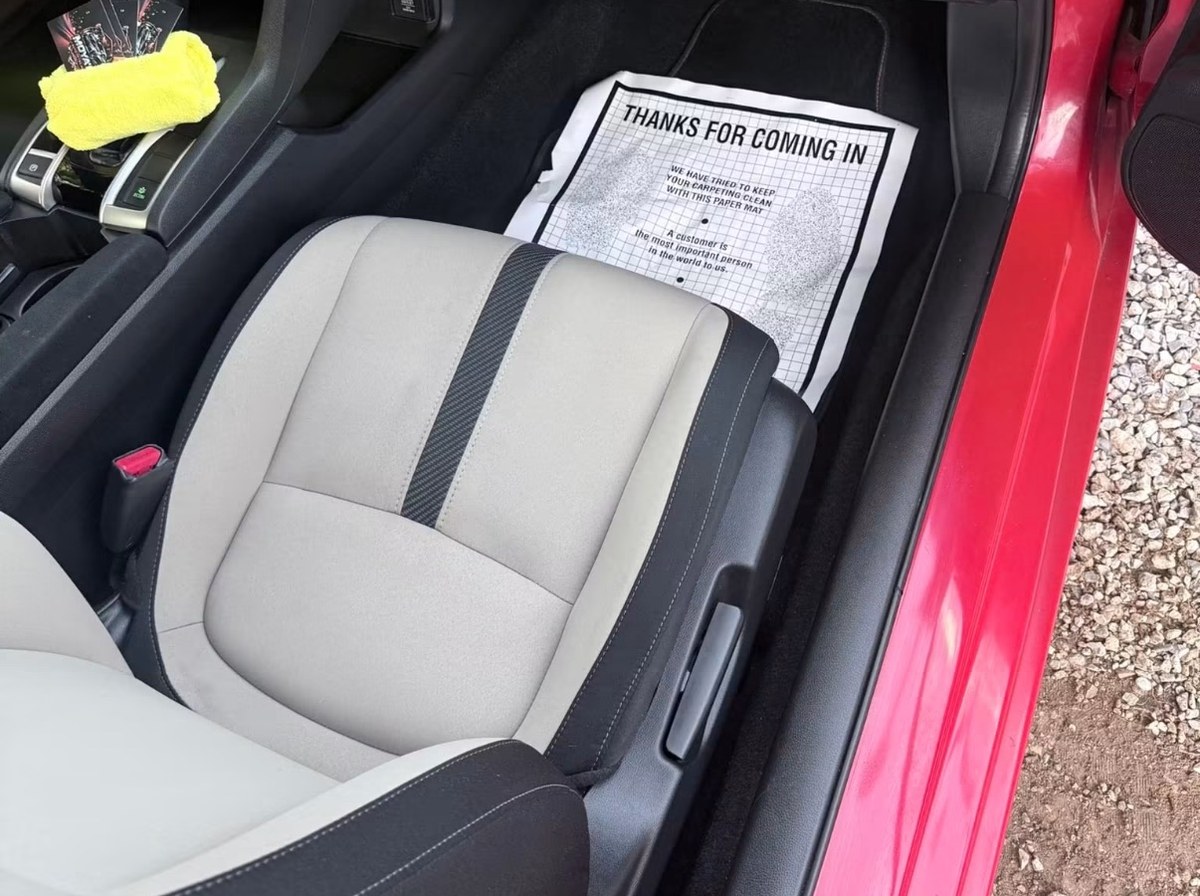 After — Honda Civic seat stain removal interior detail
