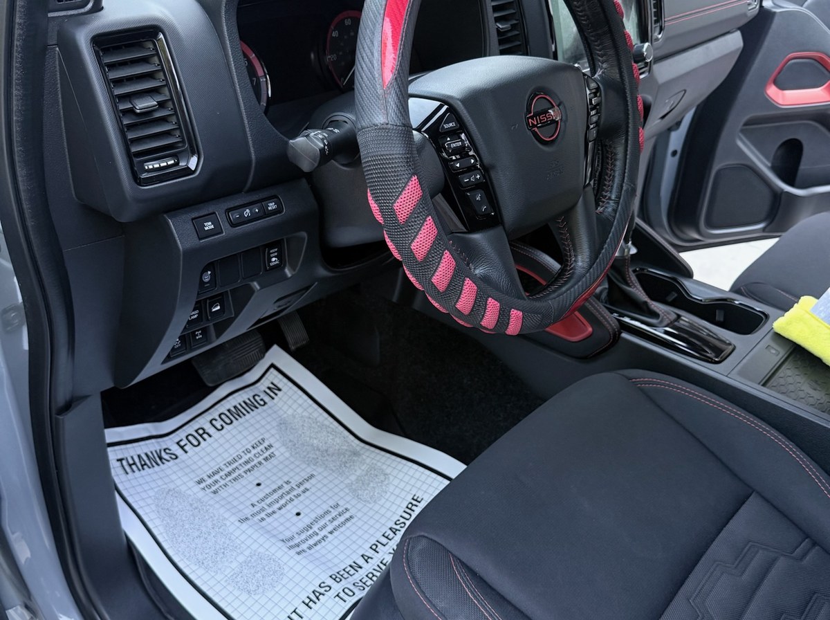 After — Nissan Frontier front seat interior detail