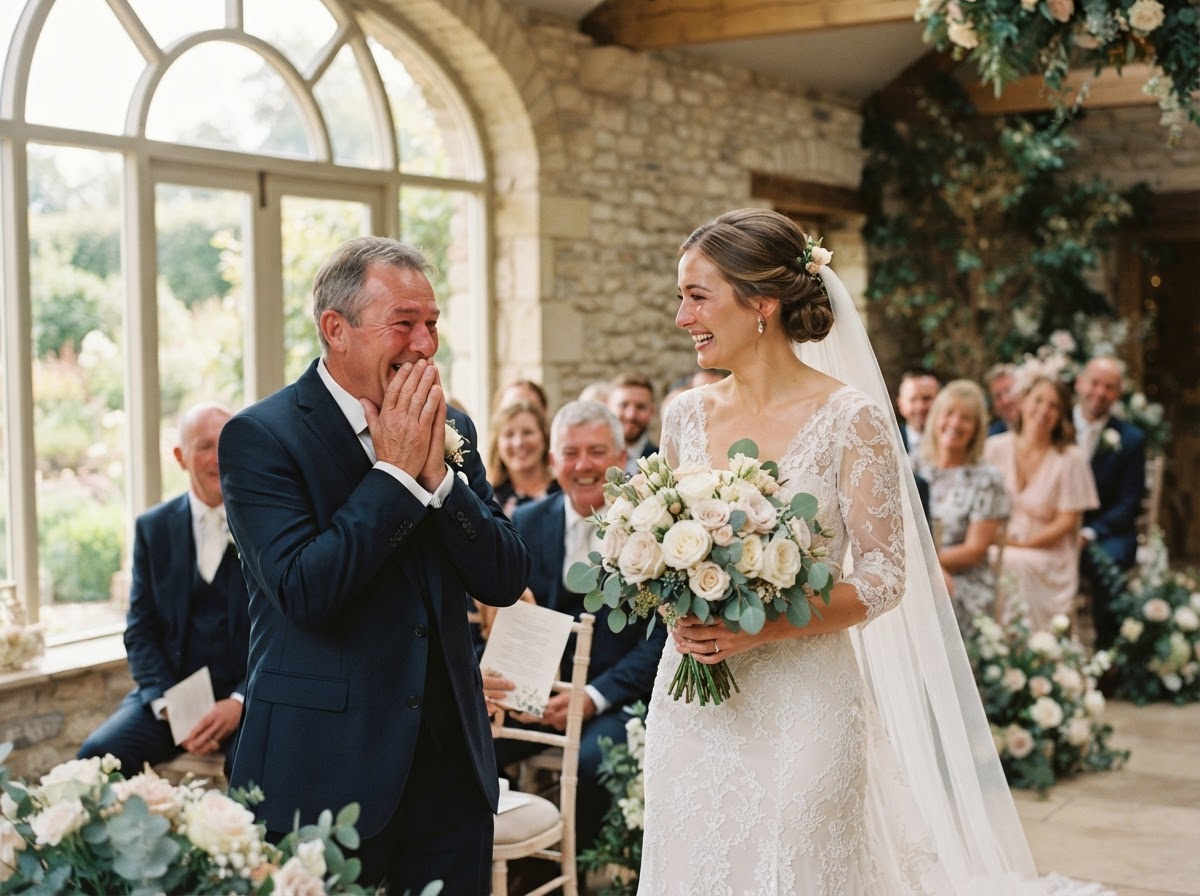 Father seeing bride for the first time placeholder
