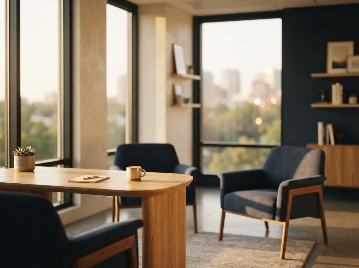 A calm, sunlit advisory office symbolizing trusted support