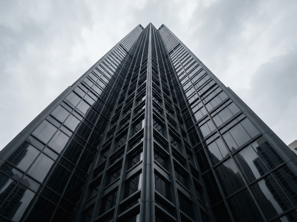 Modern Atlanta skyscraper facade with strong vertical architectural lines