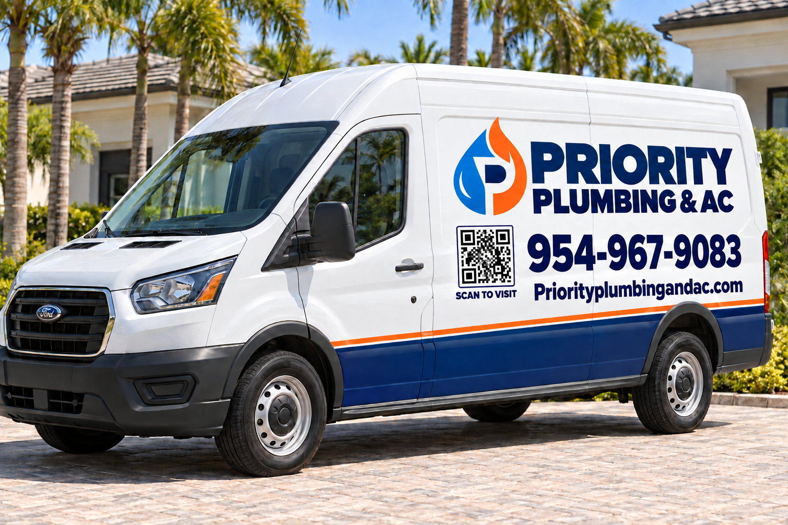 Priority Plumbing and Air Conditioning service vehicle on call in South Florida