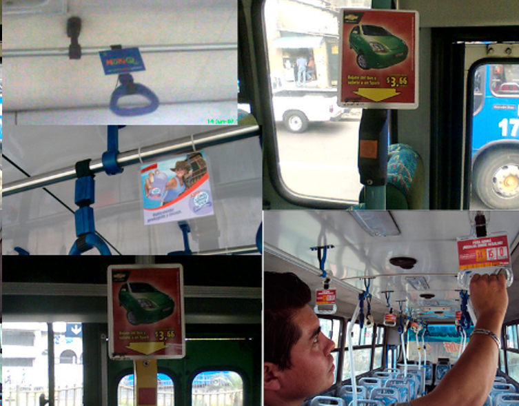 Propuesta publicitaria en buses urbanos: agarraderas y publicidad interior