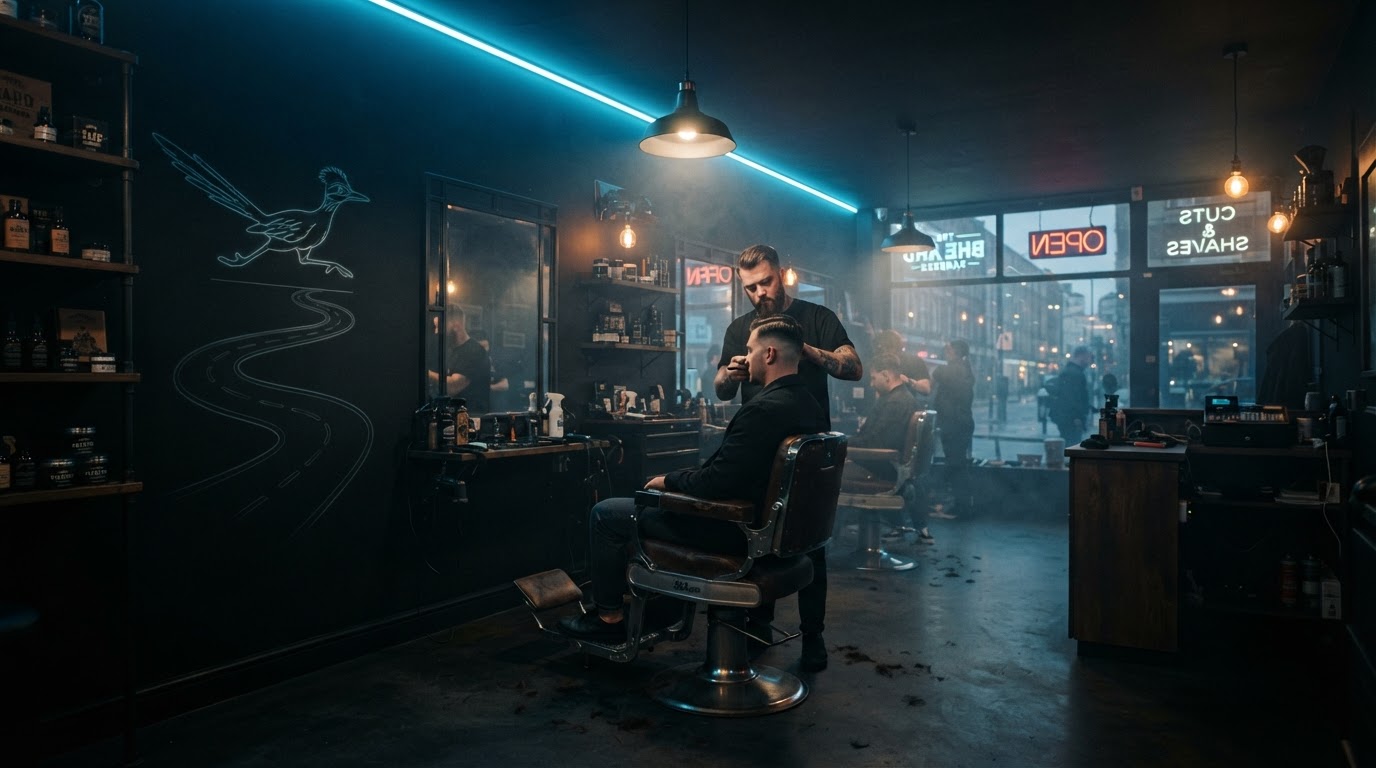 Inside a RoadRunner Cuts barbershop location
