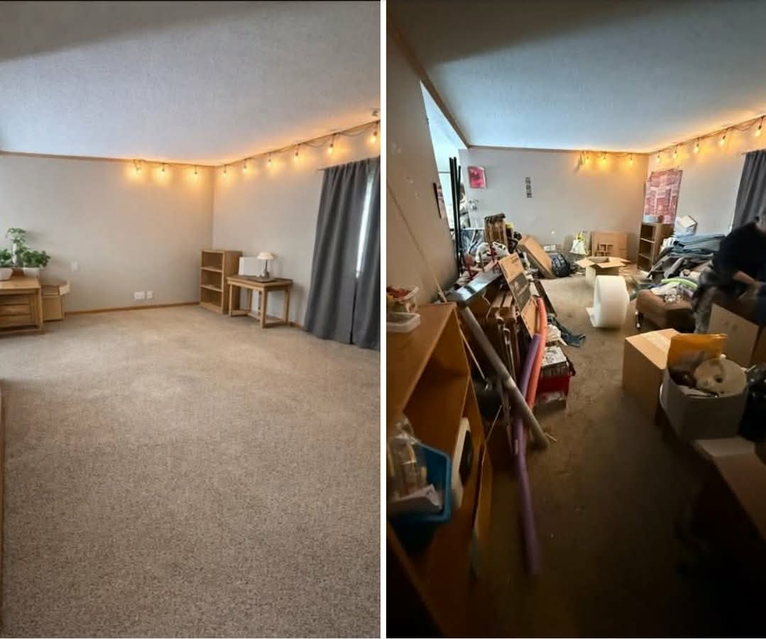 Painless Path Movers cleanout showing the room after being cleared and swept