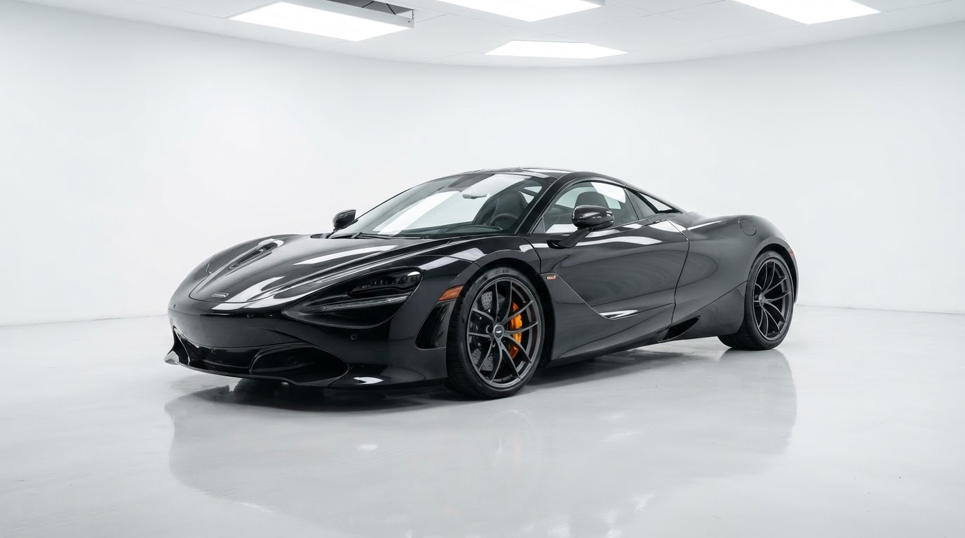 Mirror-gloss ceramic-coated luxury car in studio
