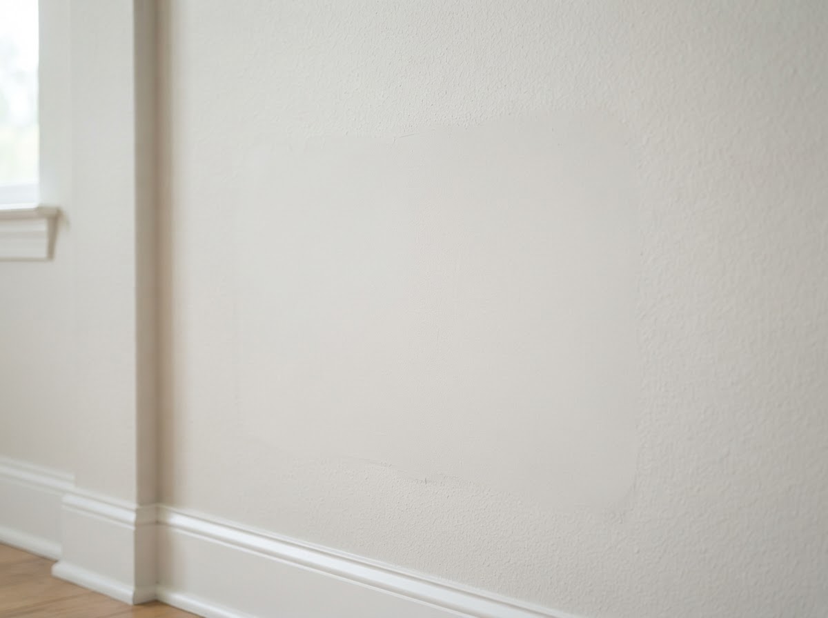 Seamless finished drywall patch, smooth and ready for paint