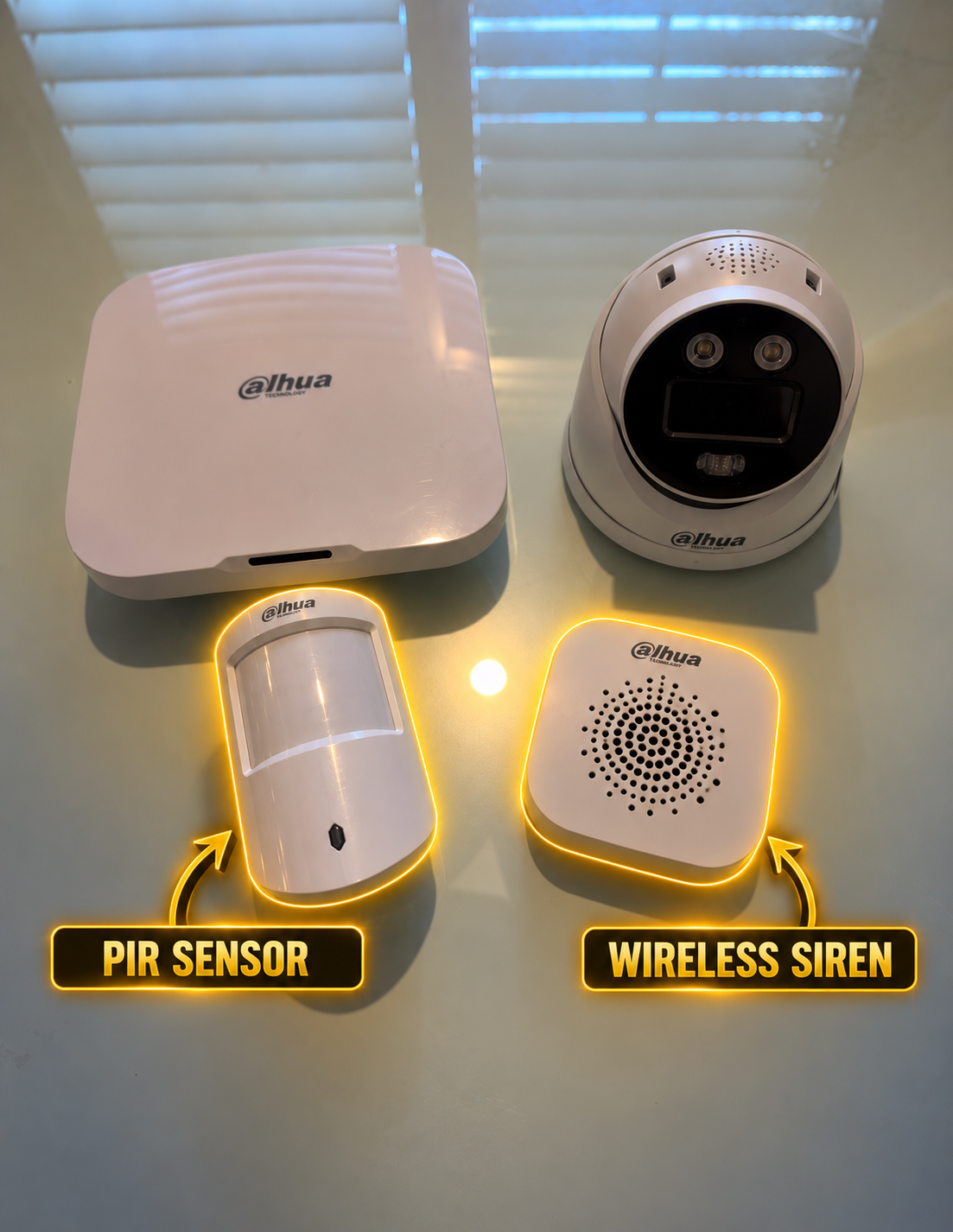 Dahua PIR Sensor and Wireless Siren internal intrusion detection hardware